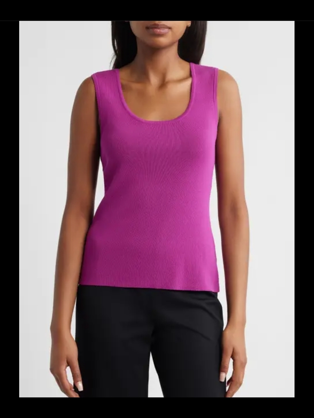 Tahari ASL Fuchsia Scoop Neck Ribbed Tank Top Sweater